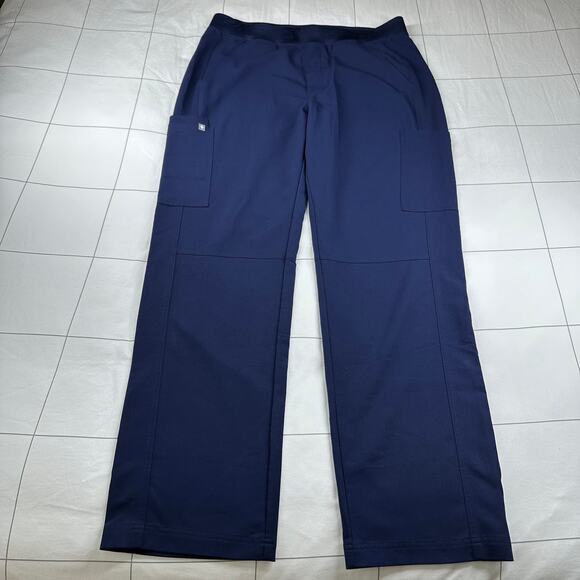 Figs Scrub Pants Mens XL Blue Axim Cargo Medical Drawstring Straight Leg Tech - Picture 1 of 12